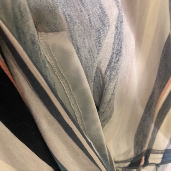 Ann Taylor Loft Dress Women  Size Medium Striped Midi Sleeveless Ruched 
Stret - Picture 5 of 7